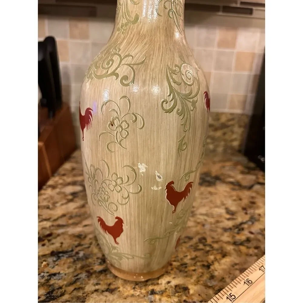 Rooster Decor lazy Susan vase and cherry tree